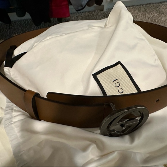 New Authentic Gucci Interlocking Brown Leather Belt-Size 100. Dust Bag I… - Picture 5 of 7